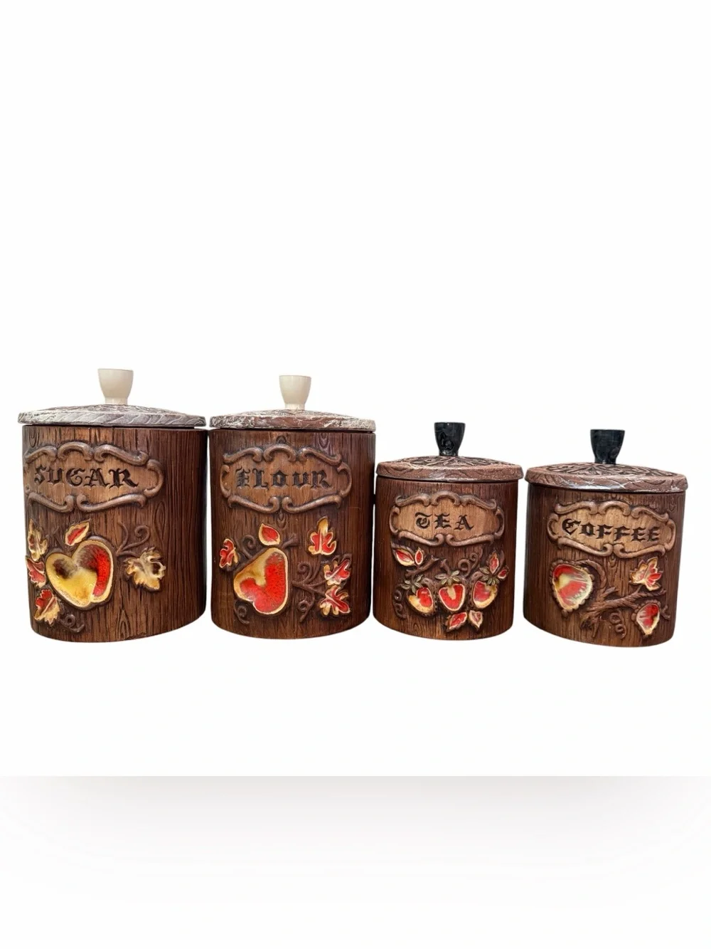 Vintage Treasure Craft USA 4-Piece Canister Set Handmade Boho Farmhouse